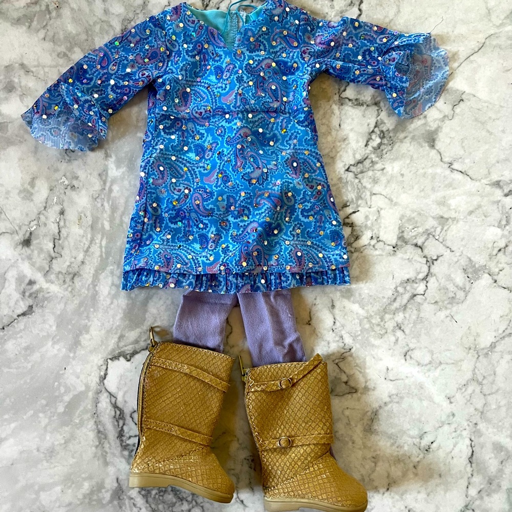 Vintage American Girl Doll Paisley Dress Outfit